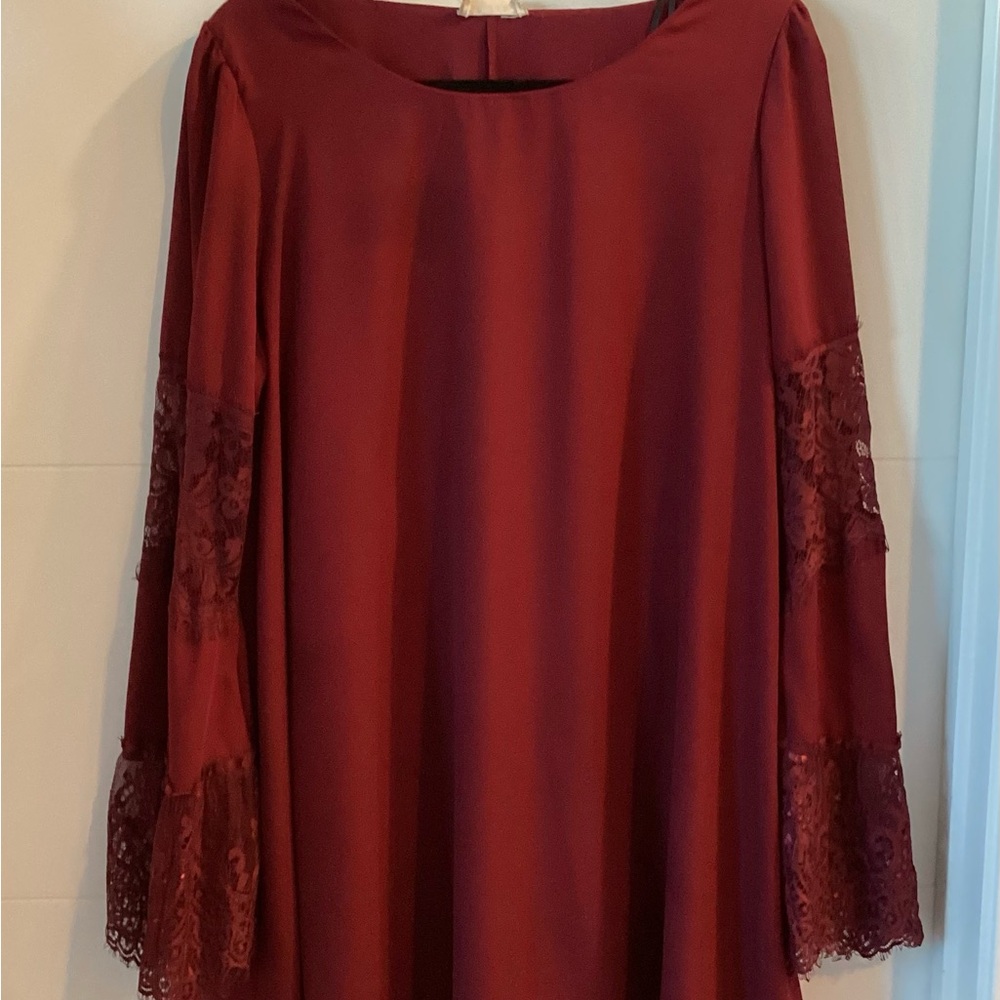 Altar’d State Wine Mini Dress Long Sleeve Size Large